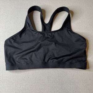 AVIA Black‎ Sports Bra XXL 2XL Molded Cup  Racerback Straps Stretch Pull On Jog